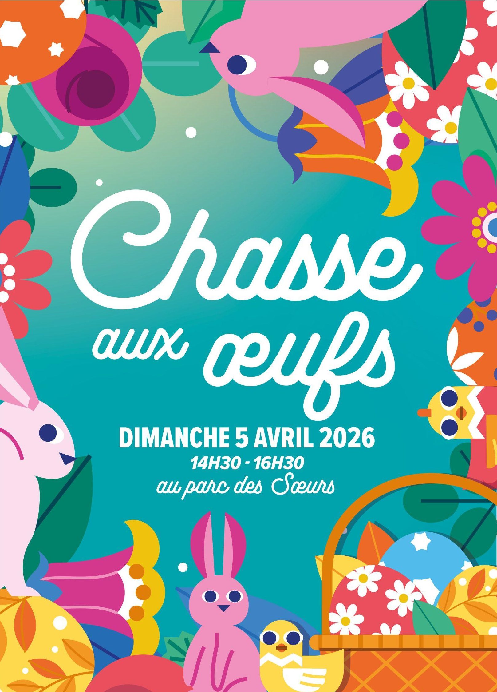 affiche pour l'événement chasse aux œufs