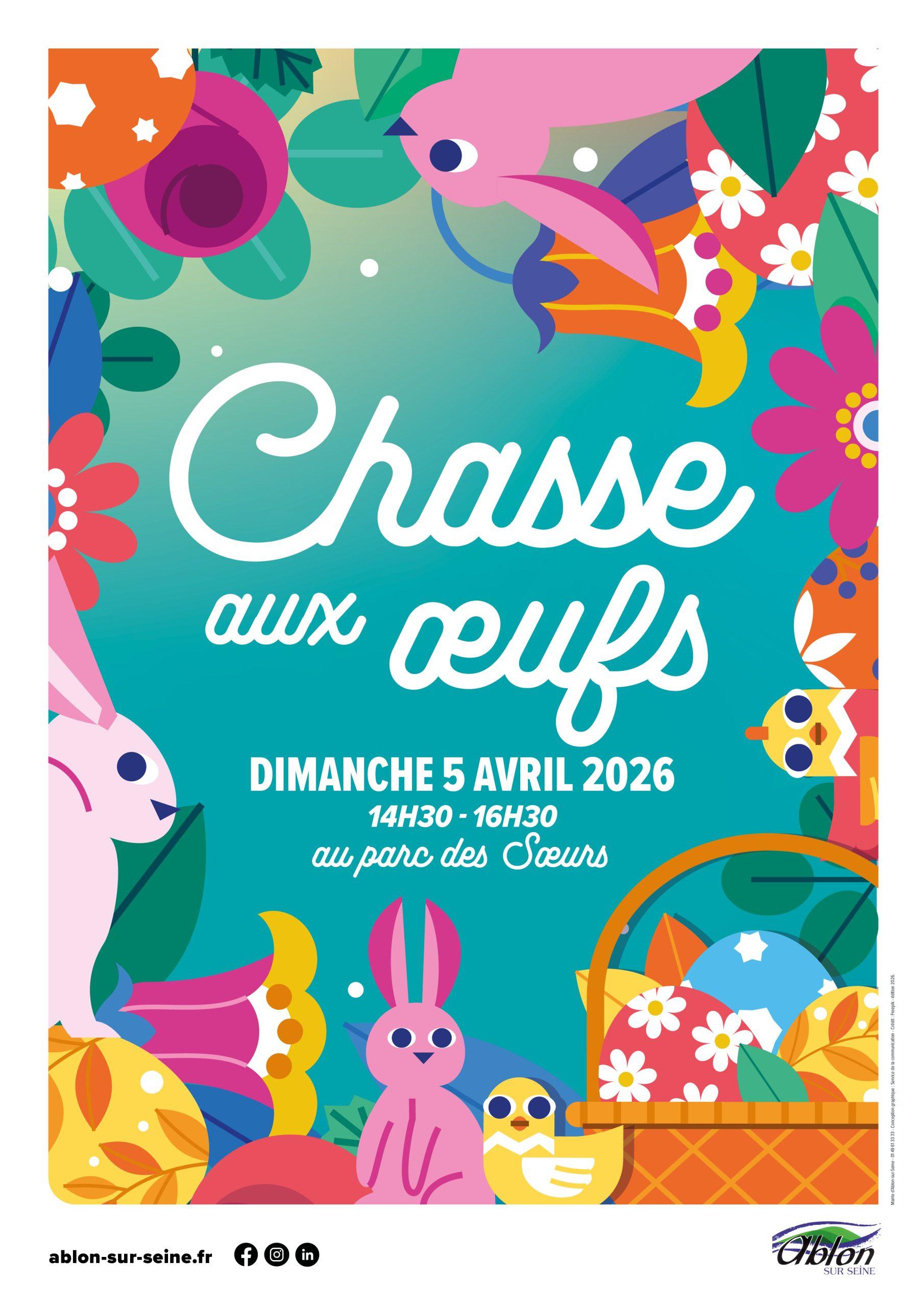 affiche pour l'événement chasse aux œufs